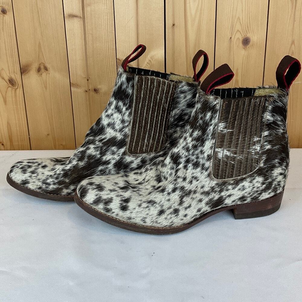 Men's Spotted Haircalf Chelsea Boots - Brown/Black/White - Picture 3 of 7